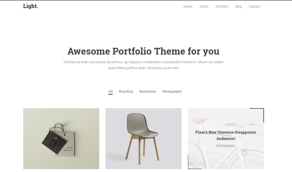 Minimalist WordPress portfolio theme